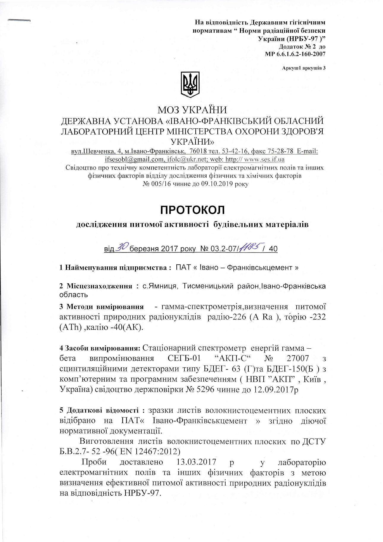 Радіаційний висновок ТМ Фібродах